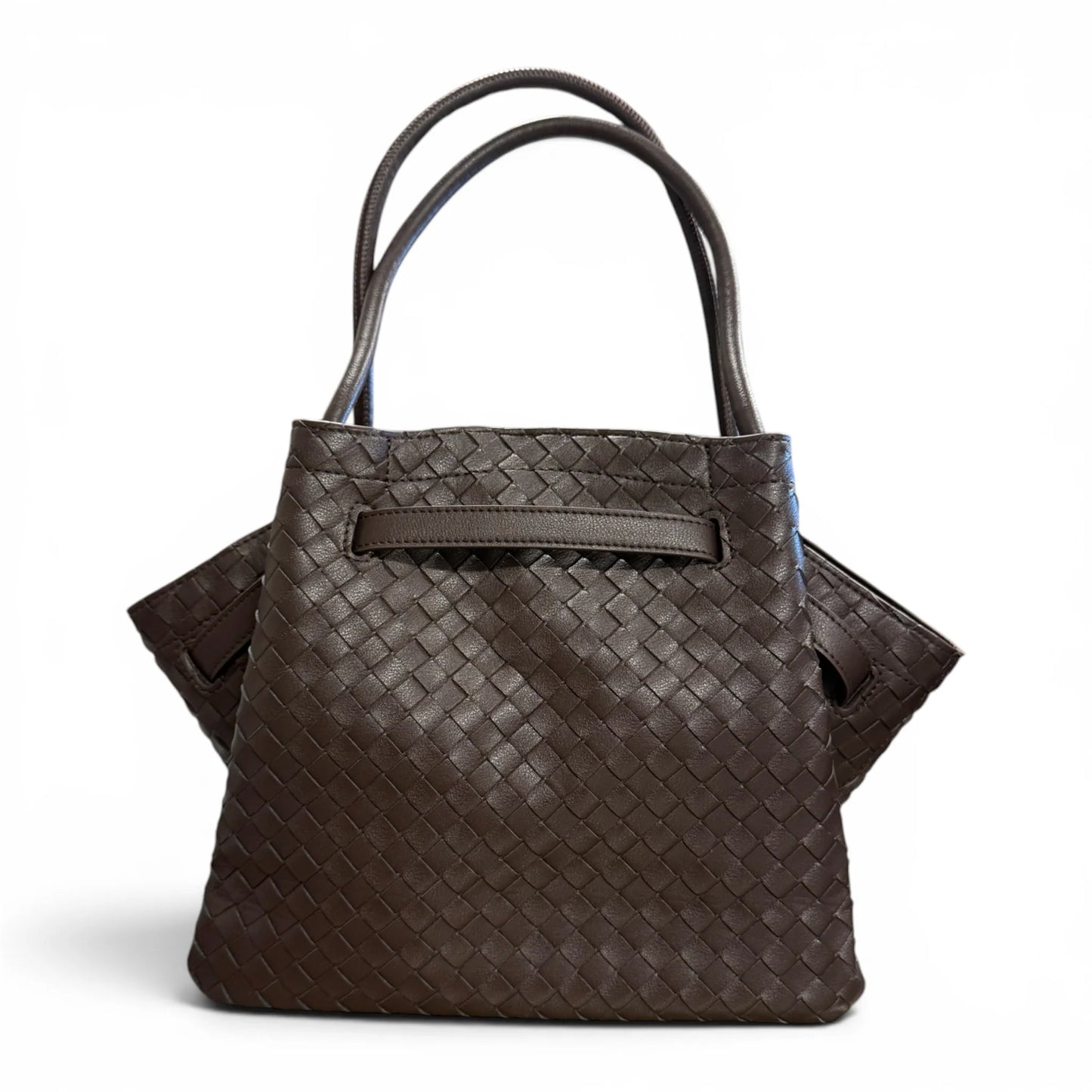 Full Hand-Woven Smooth Calfskin Shopper Tote Bag With Adjustable Shoulder Strap