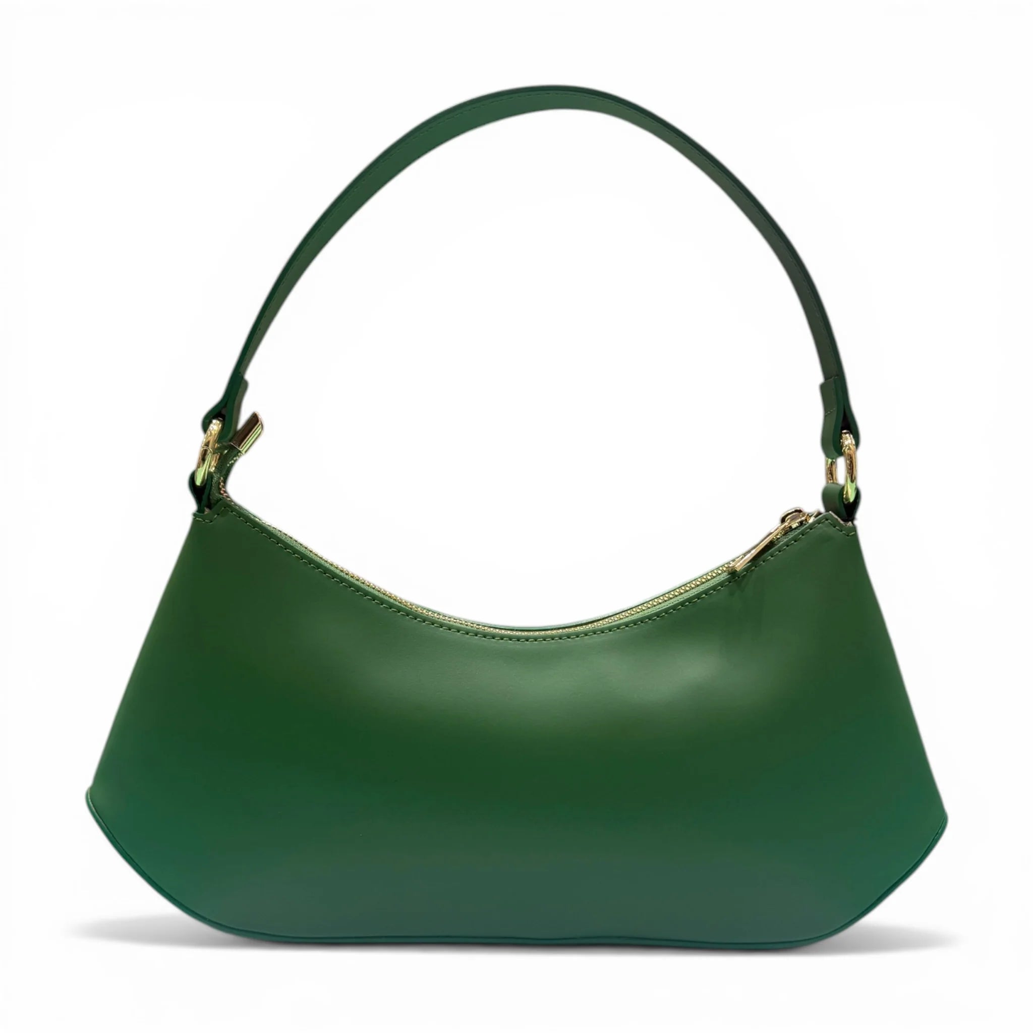 Smooth Calfskin Curved Top Handle Bag With Fixed Leather Strap
