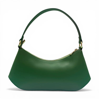 Smooth Calfskin Curved Top Handle Bag With Fixed Leather Strap