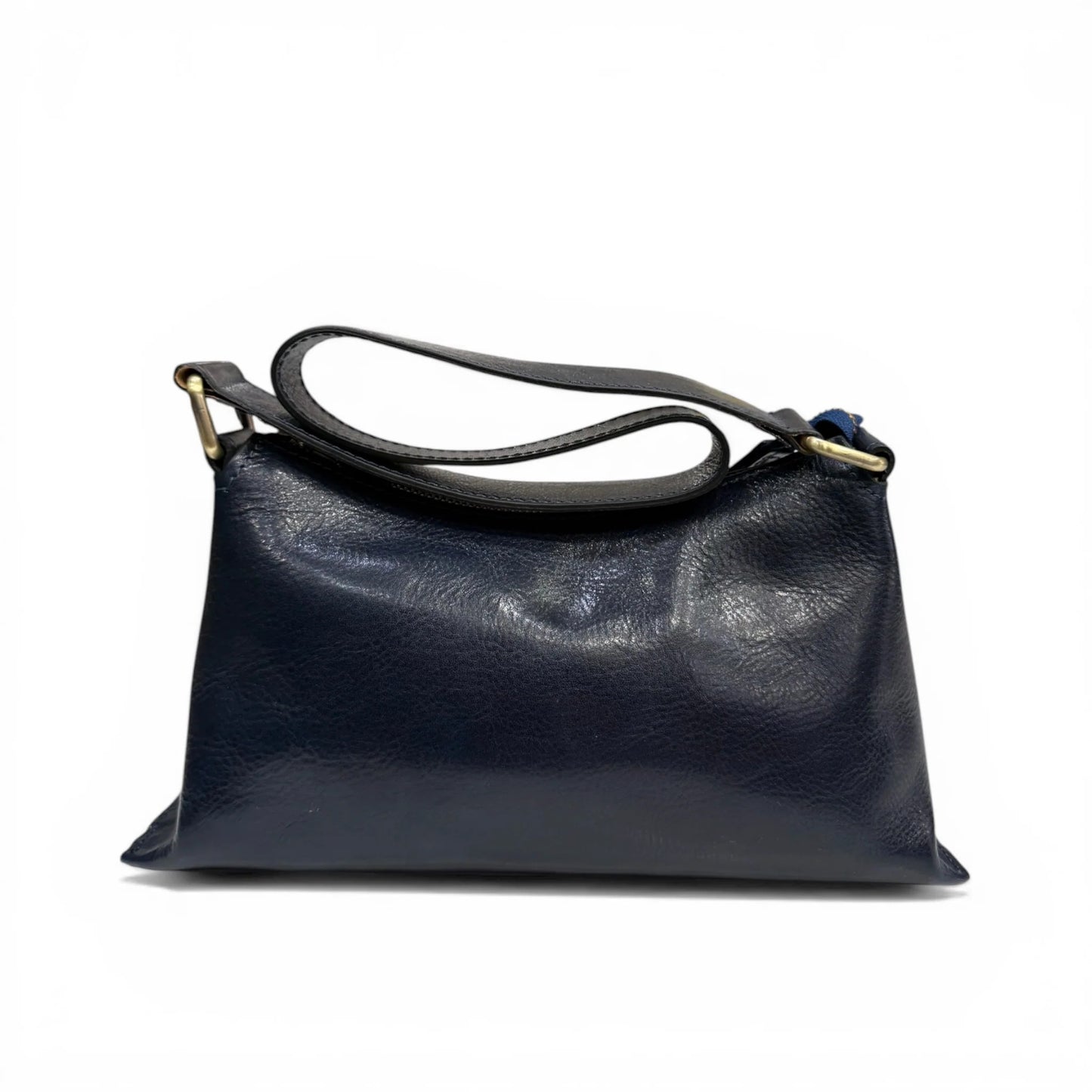 Soft Hand-Dyed Calfskin Compact Leather Wristlet Pouch With Detachable Shoulder Strap