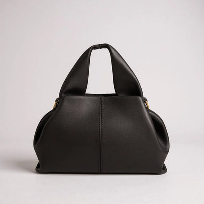 Soft Nappa Leather Rounded Top Handle Bag With Detachable Shoulder Strap