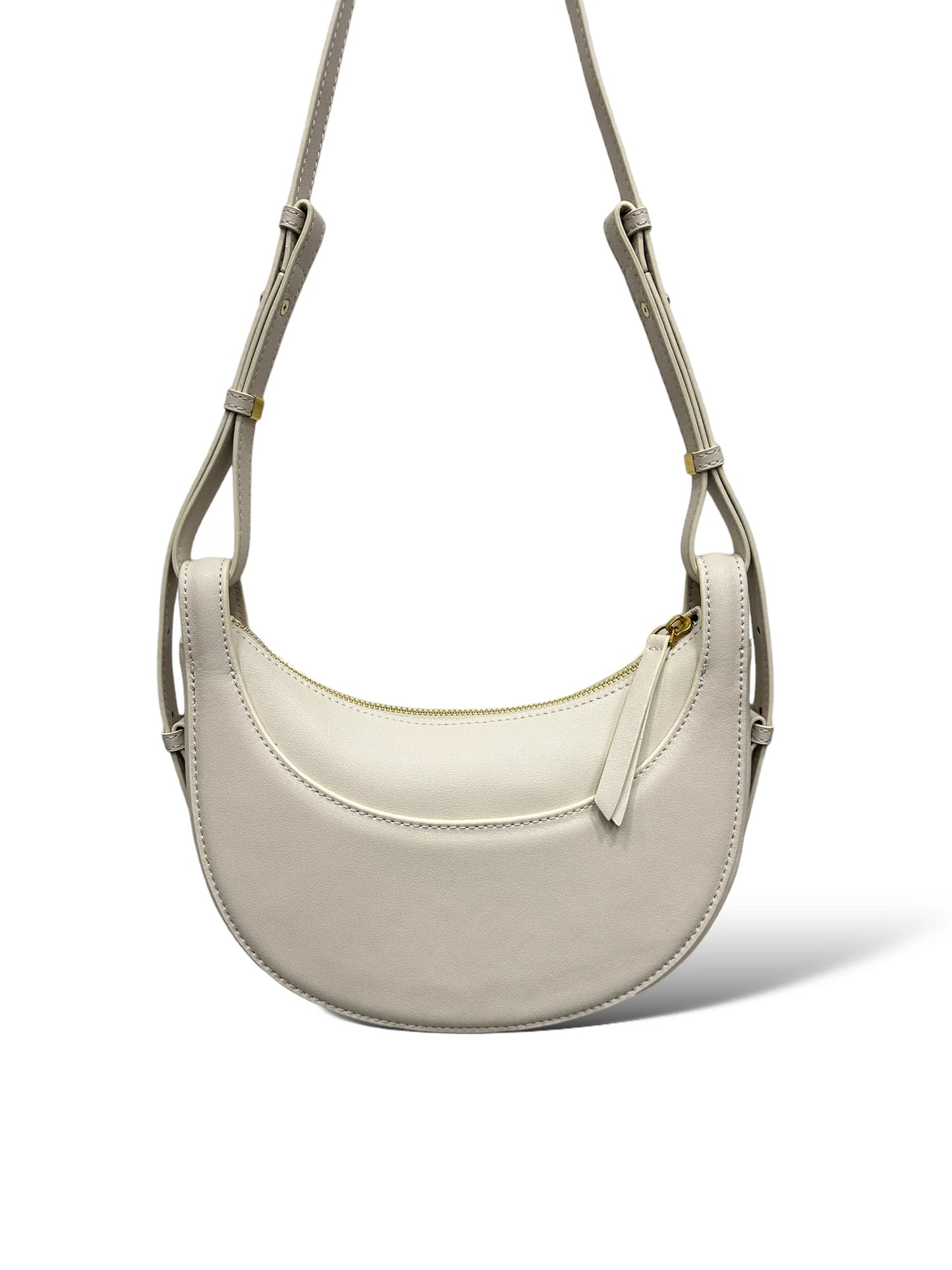 Smooth Calfskin Crescent Shoulder Crossbody Bag With Adjustable Leather Strap