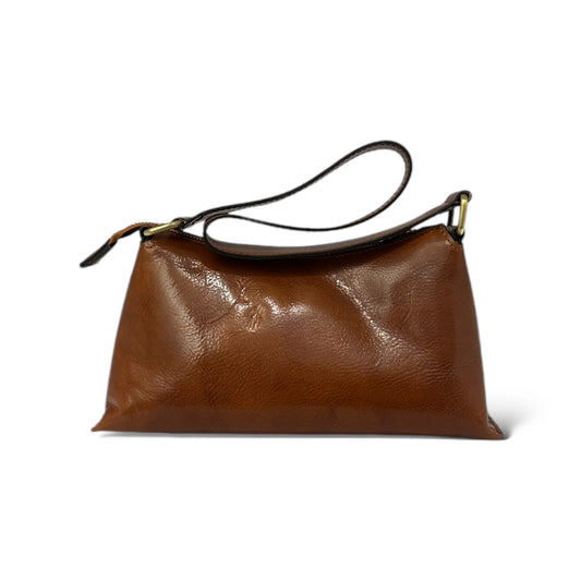 Soft Hand-Dyed Calfskin Compact Leather Wristlet Pouch With Detachable Shoulder Strap