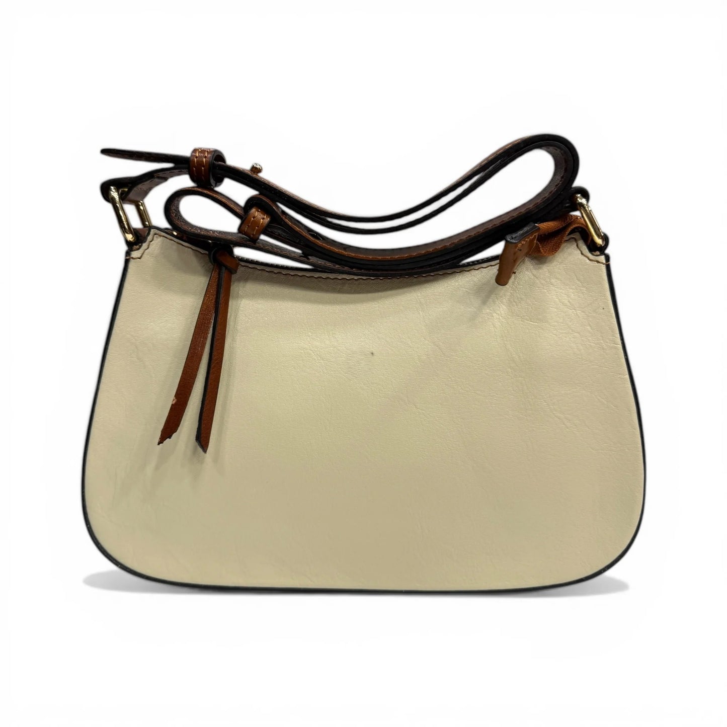 Minimal Tamponed Calfskin Compact Wristlet Shoulder Bag With Adjustable Leather Strap