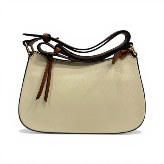 Minimal Tamponed Calfskin Compact Wristlet Shoulder Bag With Adjustable Leather Strap