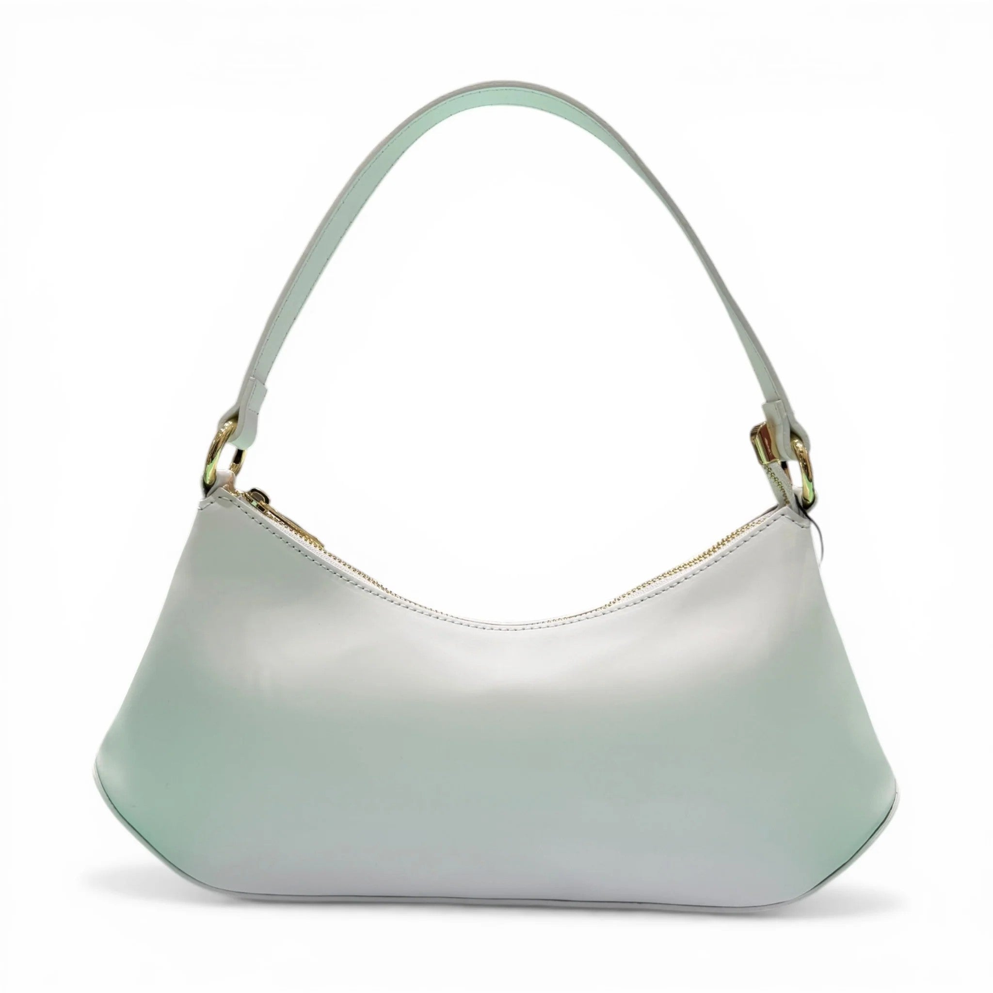 Smooth Calfskin Curved Top Handle Bag With Fixed Leather Strap