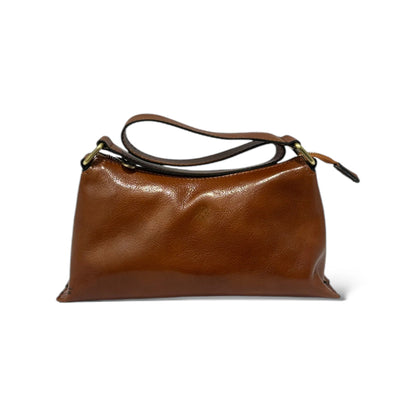 Soft Hand-Dyed Calfskin Compact Leather Wristlet Pouch With Detachable Shoulder Strap