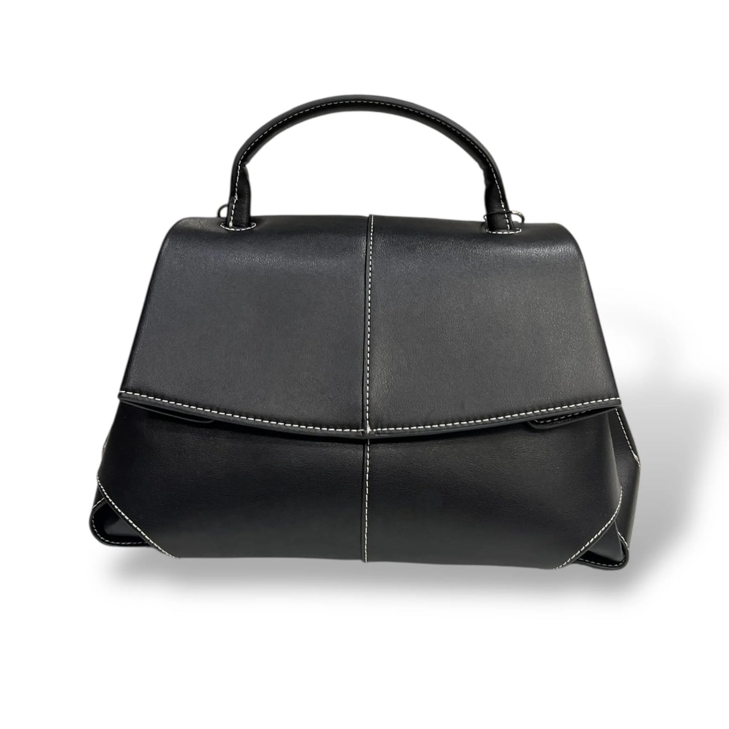 Geometric Asymmetrical Flap Smooth Calfskin Top Handle Bag With Detachable Shoulder Strap