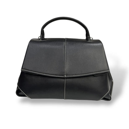 Geometric Asymmetrical Flap Smooth Calfskin Top Handle Bag With Detachable Shoulder Strap