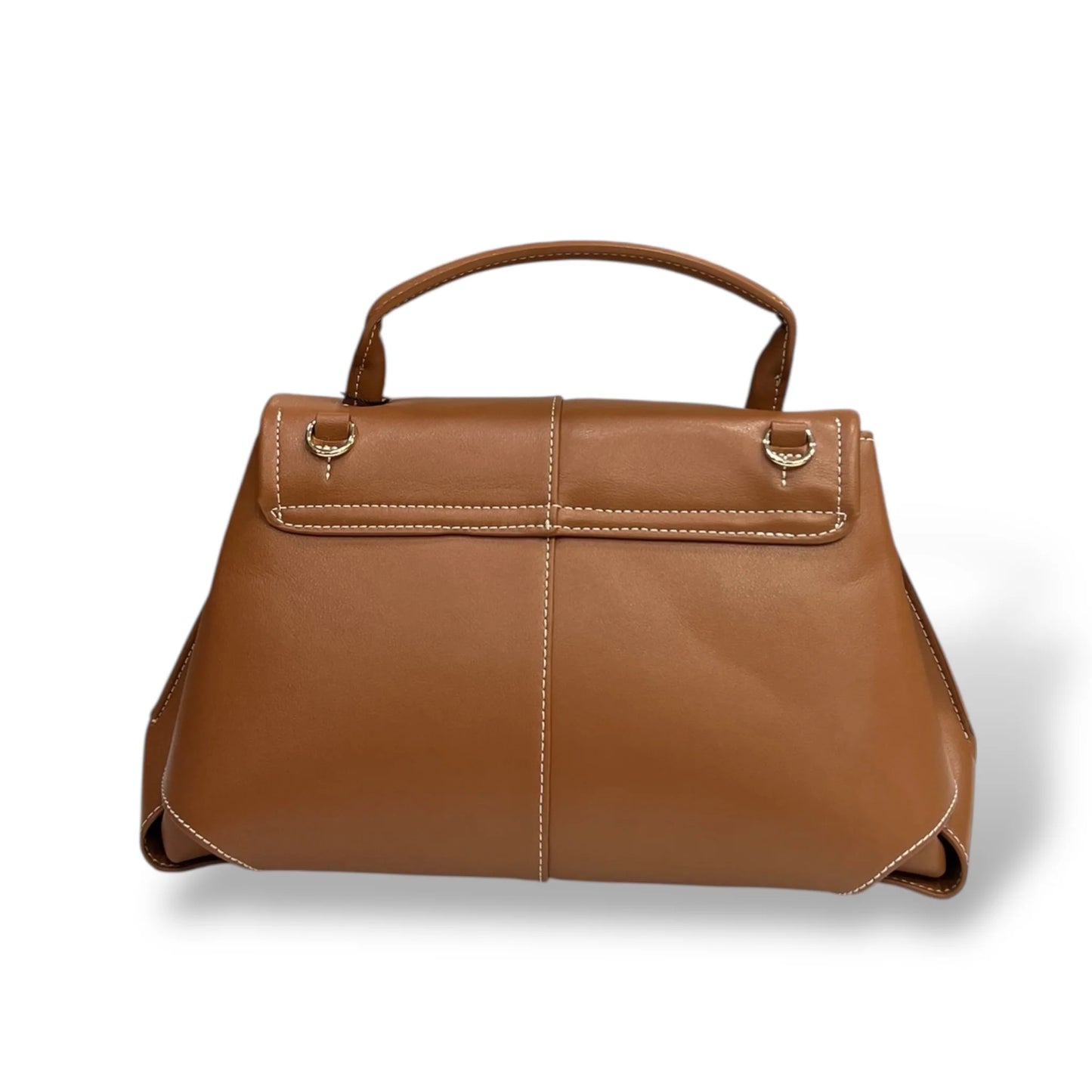 Geometric Asymmetrical Flap Smooth Calfskin Top Handle Bag With Detachable Shoulder Strap