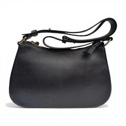 Minimal Tamponed Calfskin Compact Wristlet Shoulder Bag With Adjustable Leather Strap