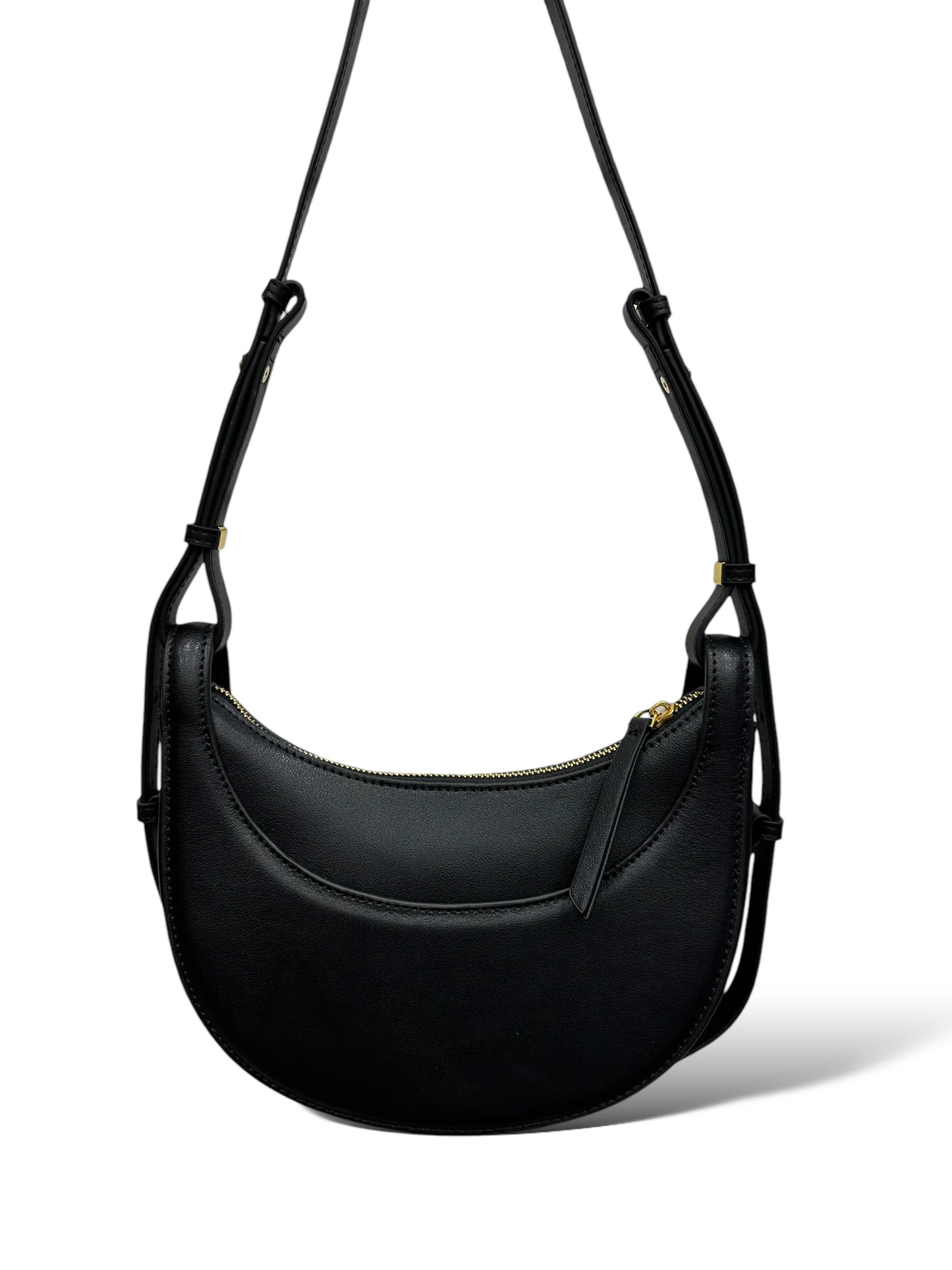Smooth Calfskin Crescent Shoulder Crossbody Bag With Adjustable Leather Strap