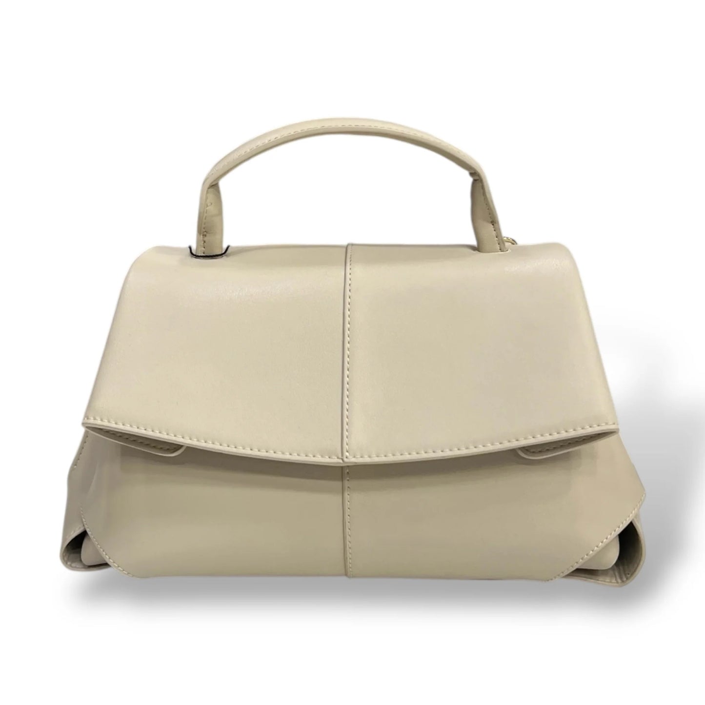 Geometric Asymmetrical Flap Smooth Calfskin Top Handle Bag With Detachable Shoulder Strap