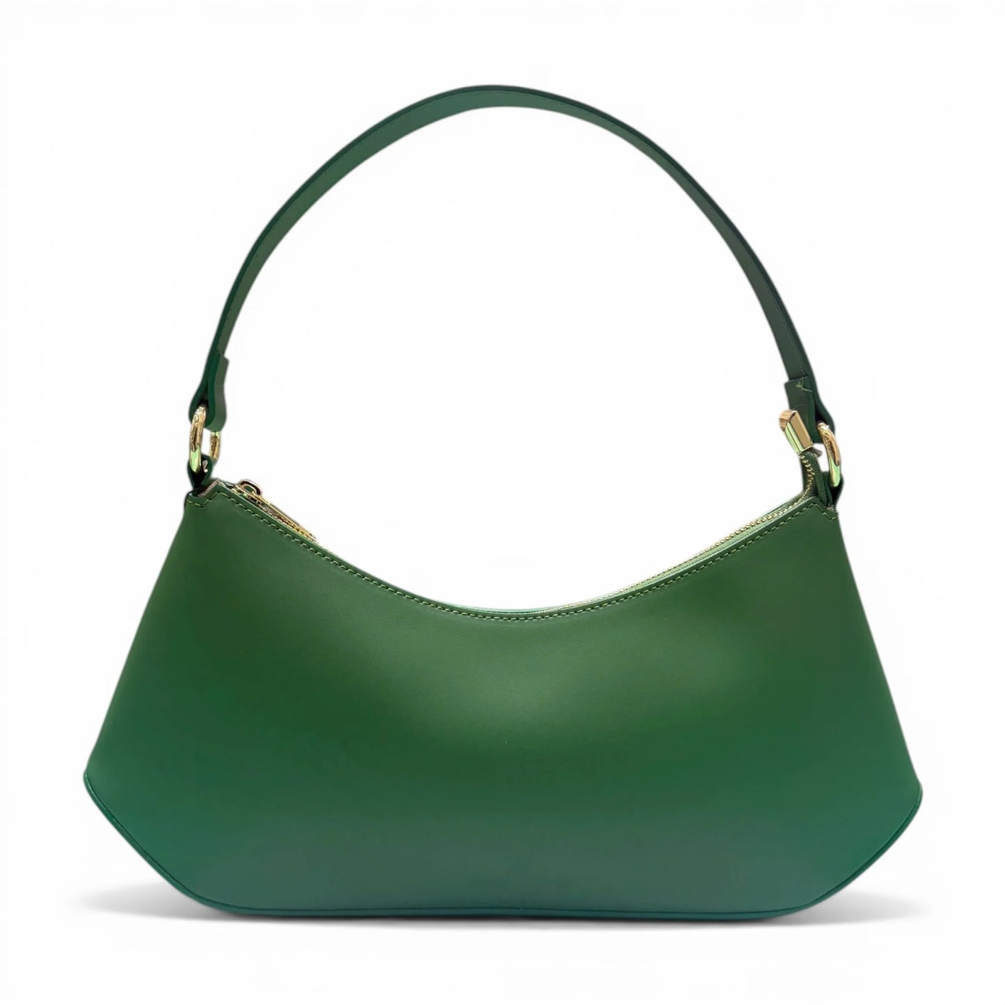 Smooth Calfskin Curved Top Handle Bag With Fixed Leather Strap