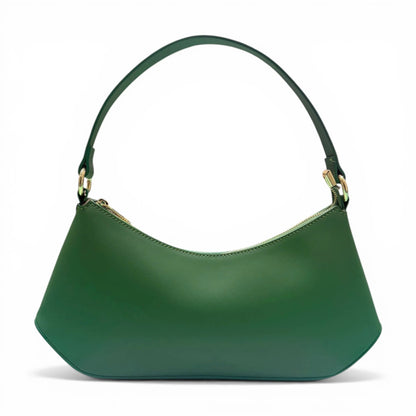 Smooth Calfskin Curved Top Handle Bag With Fixed Leather Strap