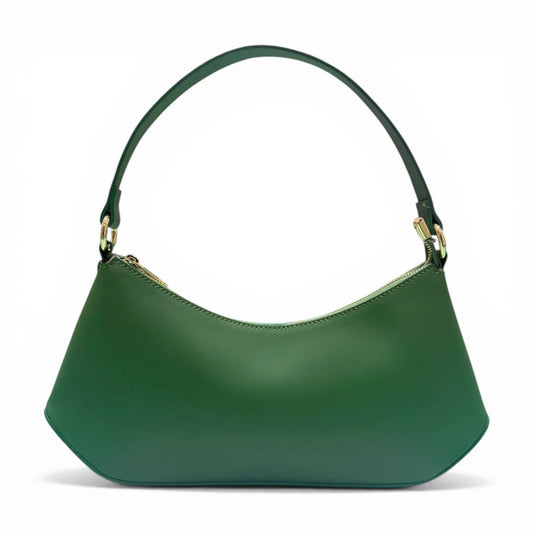 Smooth Calfskin Curved Top Handle Bag With Fixed Leather Strap