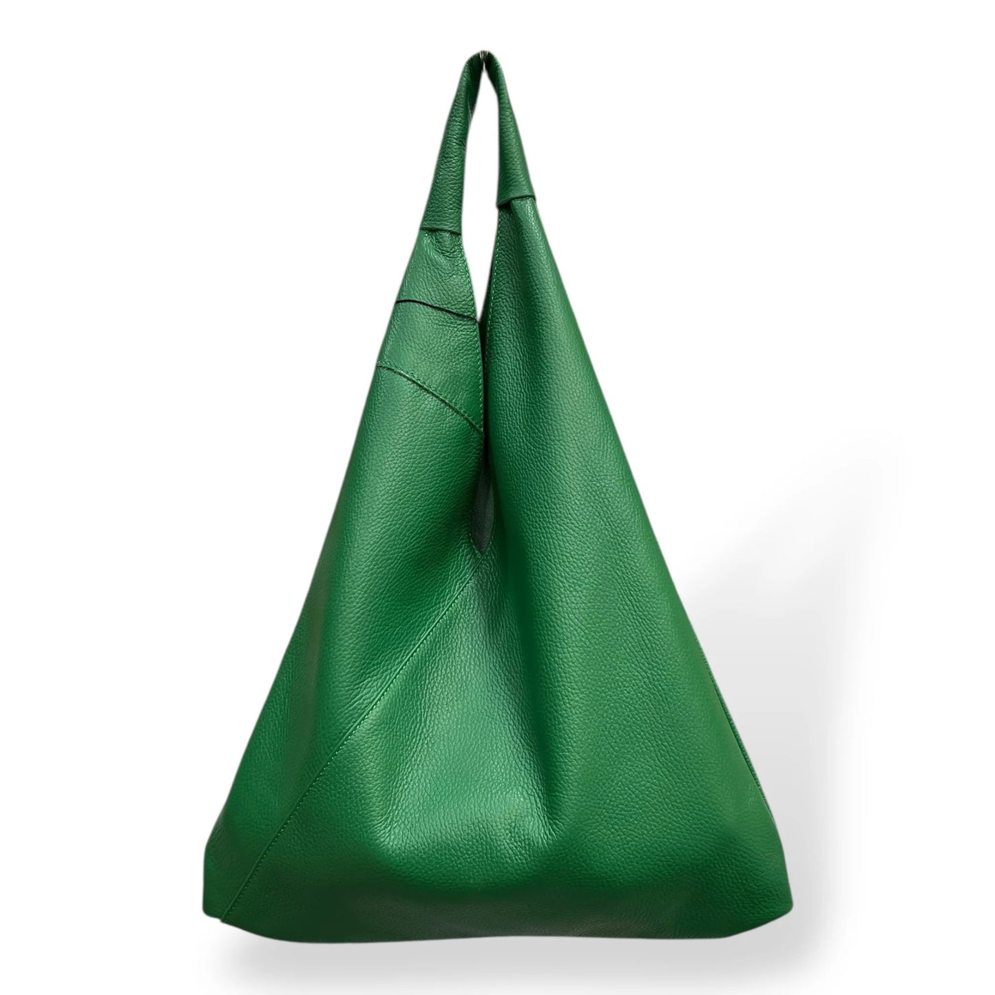 Soft Unlined Leather Slouchy Triangle Bucket Hobo Tote Bag