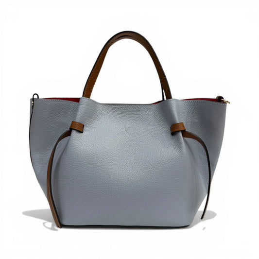 Two-Tone Hammered Calfskin Open-Top Tote Bag With Detachable Shoulder Strap