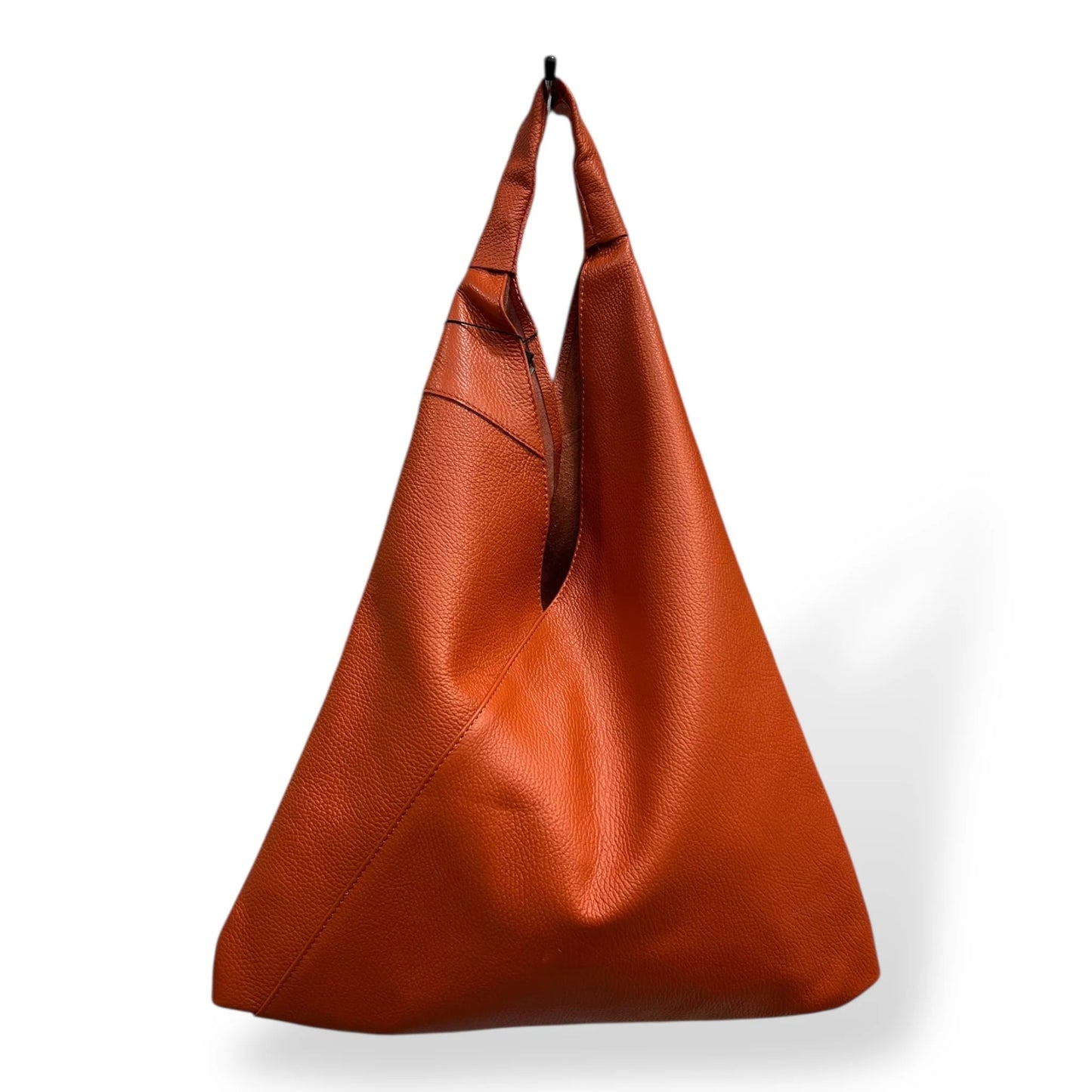 Soft Unlined Leather Slouchy Triangle Bucket Hobo Tote Bag
