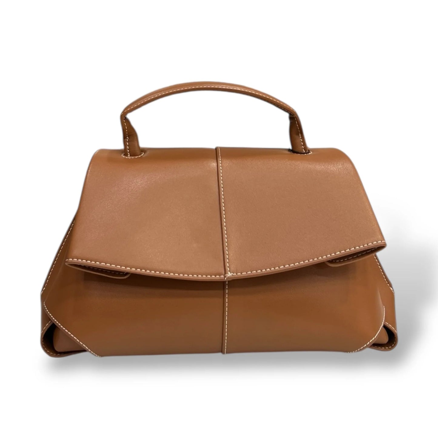 Geometric Asymmetrical Flap Smooth Calfskin Top Handle Bag With Detachable Shoulder Strap
