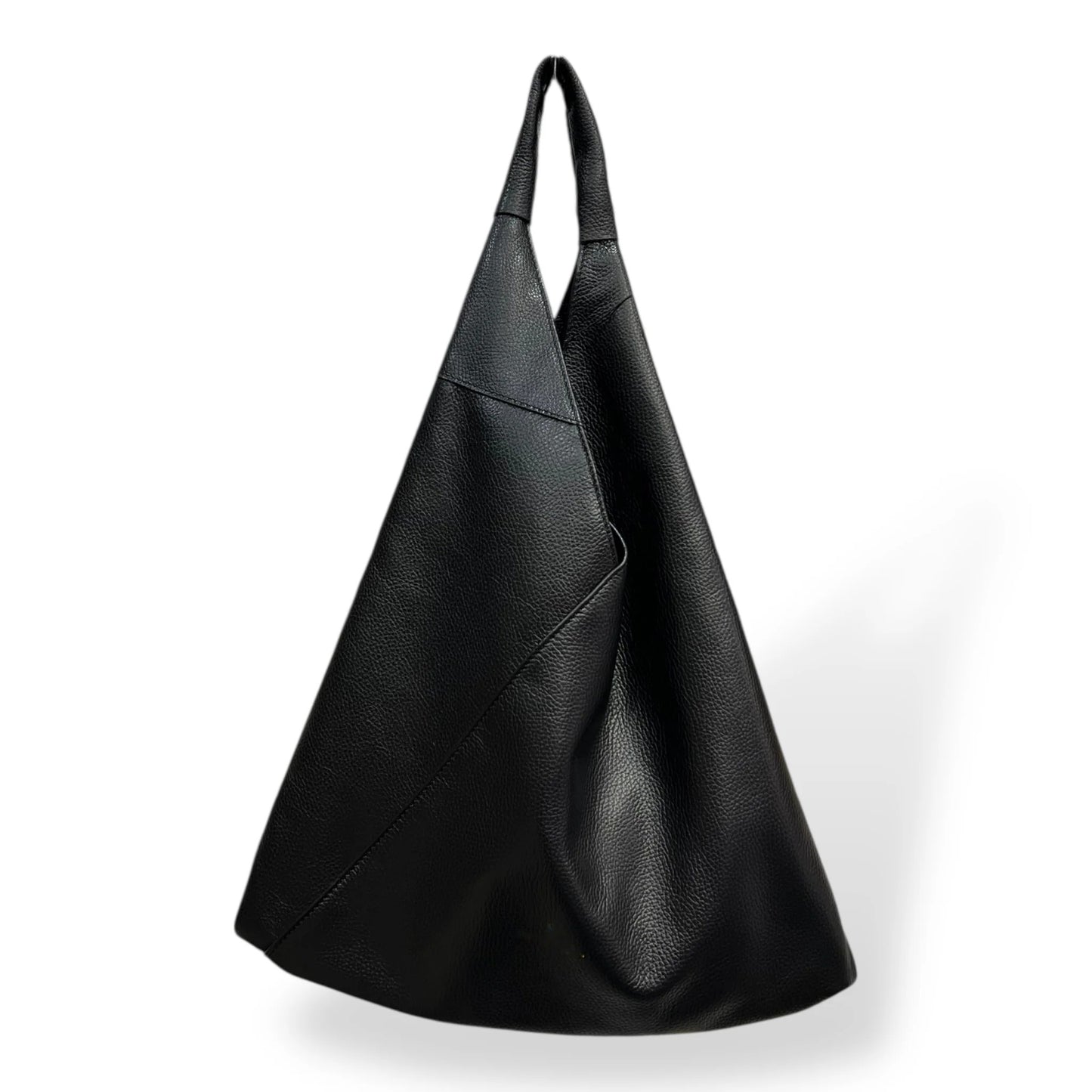 Soft Unlined Leather Slouchy Triangle Bucket Hobo Tote Bag