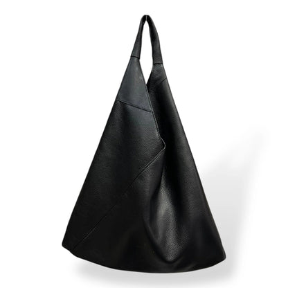 Soft Unlined Leather Slouchy Triangle Bucket Hobo Tote Bag