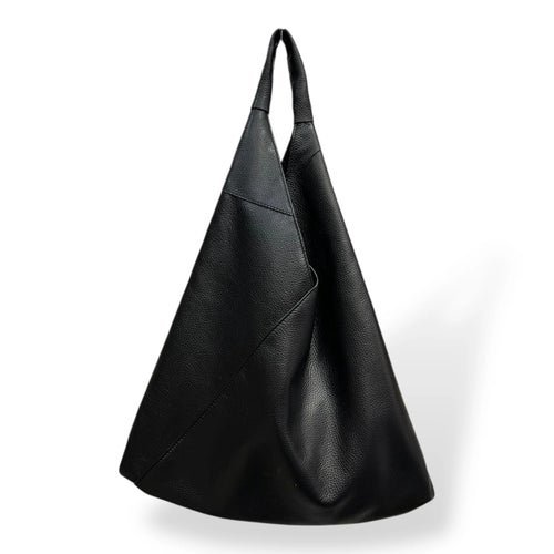 Soft Unlined Leather Slouchy Triangle Bucket Hobo Tote Bag