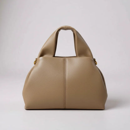 Soft Nappa Leather Rounded Top Handle Bag With Detachable Shoulder Strap