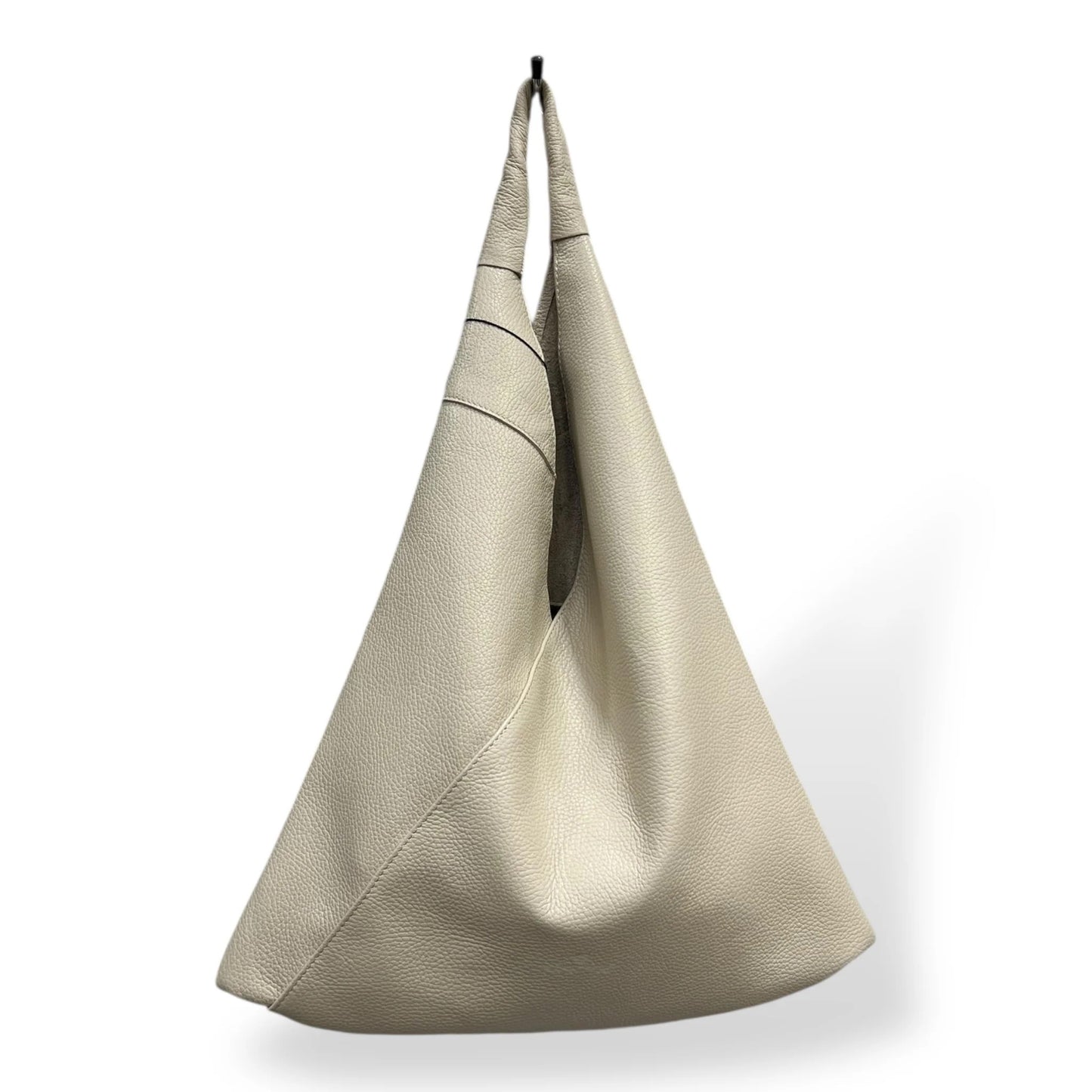 Soft Unlined Leather Slouchy Triangle Bucket Hobo Tote Bag