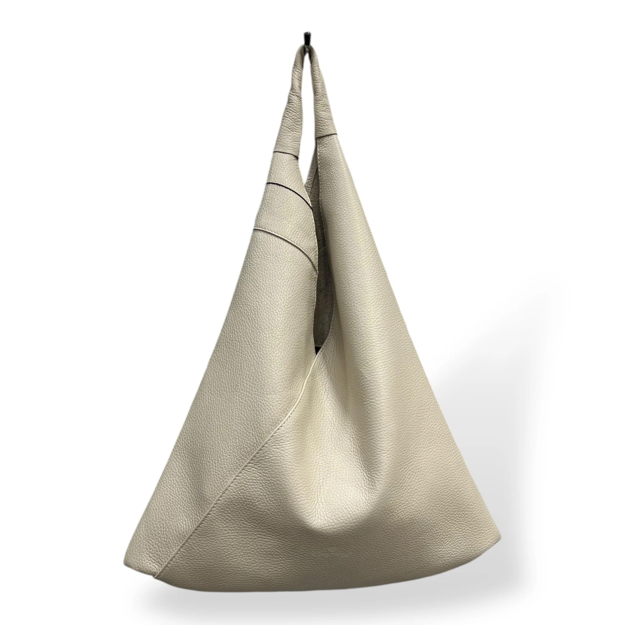 Soft Unlined Leather Slouchy Triangle Bucket Hobo Tote Bag