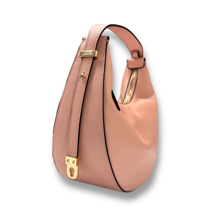 Smooth Calfskin Half-Moon Top Handle Bag With Adjustable Crossbody Strap