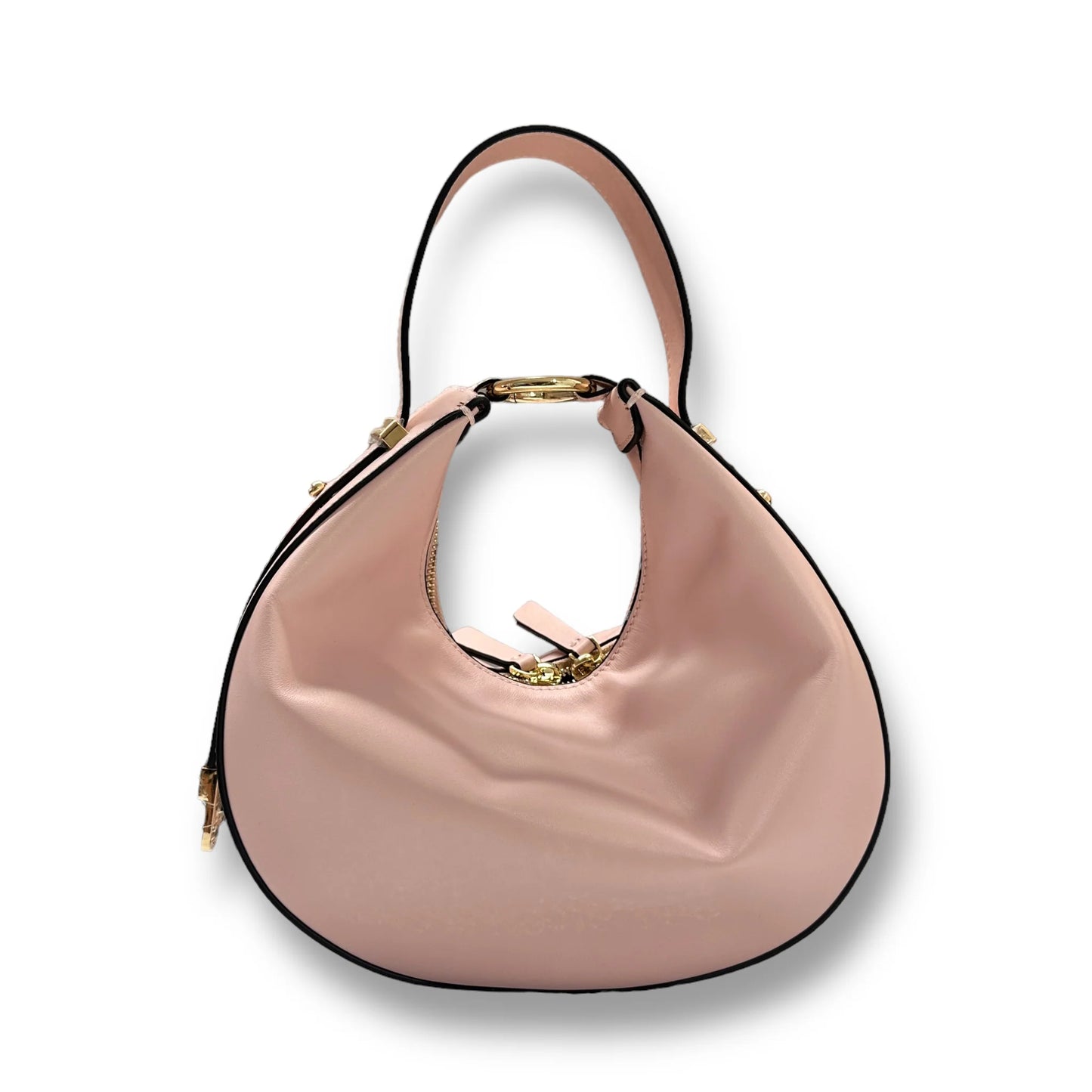 Smooth Calfskin Half-Moon Top Handle Bag With Adjustable Crossbody Strap