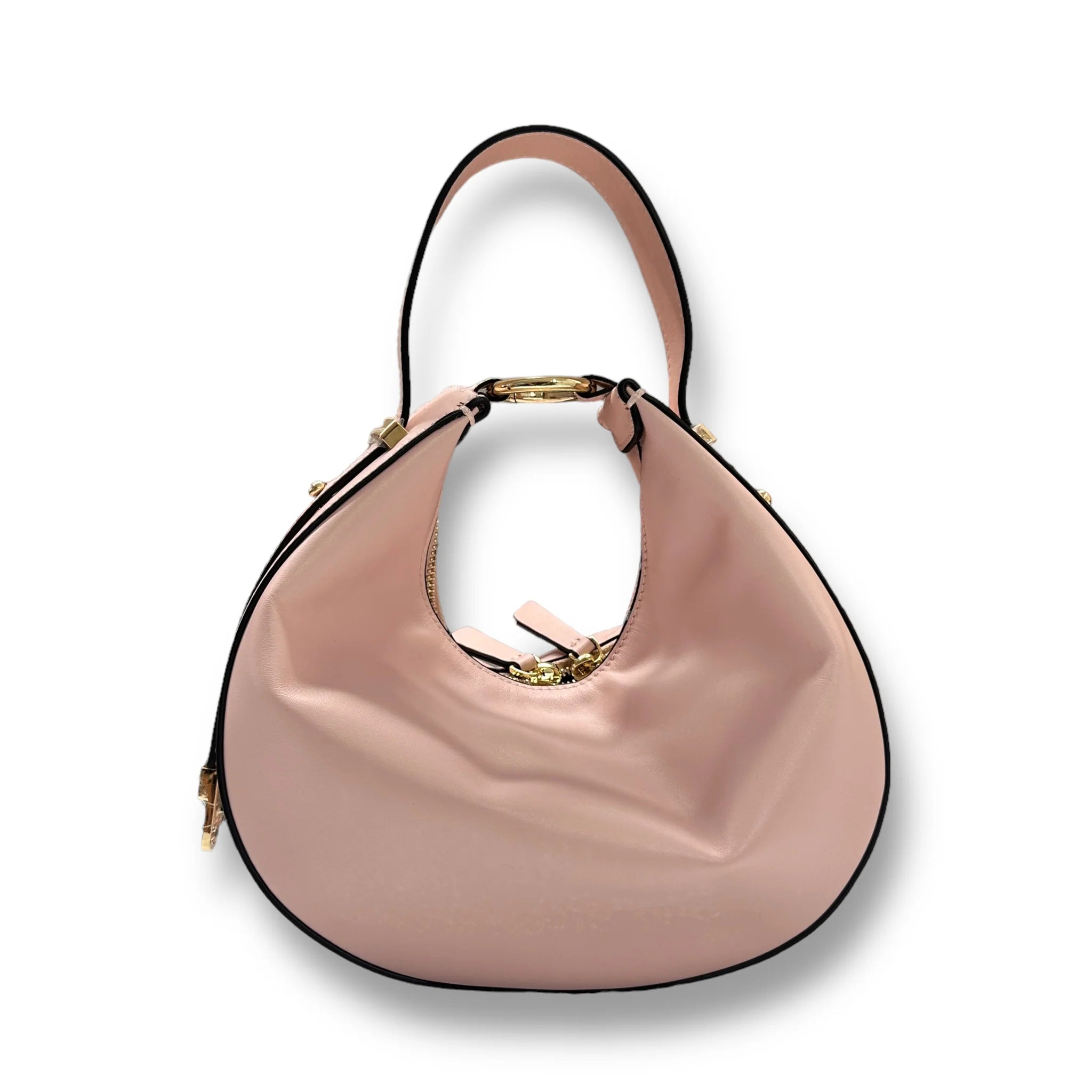 Smooth Calfskin Half-Moon Top Handle Bag With Adjustable Crossbody Strap