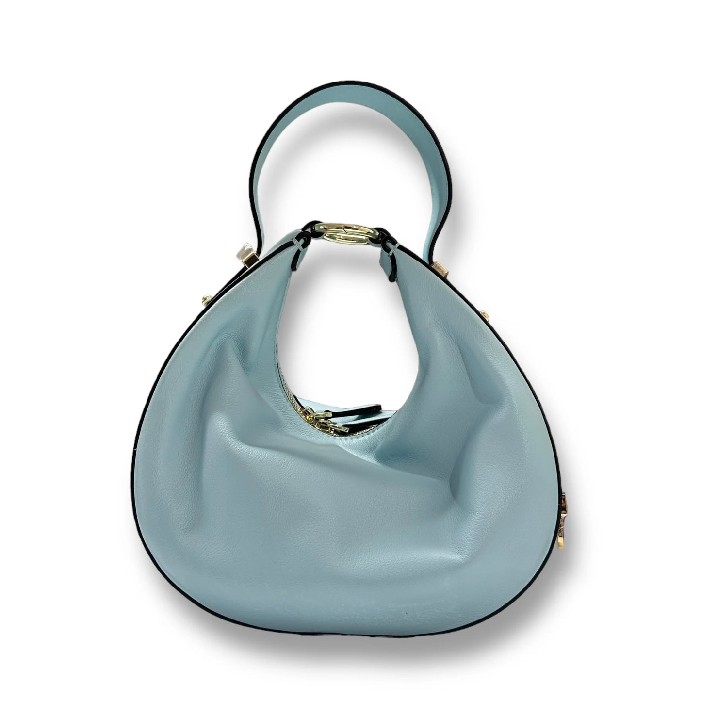 Smooth Calfskin Half-Moon Top Handle Bag With Adjustable Crossbody Strap