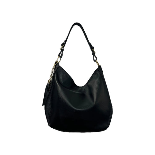 Spacious Hammered Calfskin Slouchy Shoulder Bag With Multi-Compartment Storage