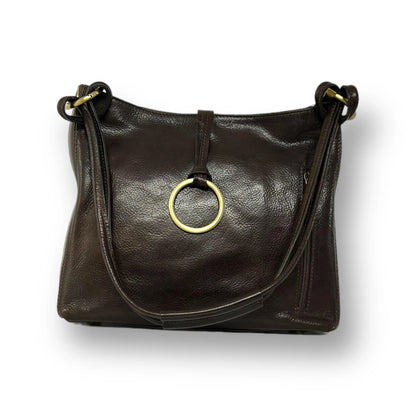 Hand-Buffed Vegetable-Tanned Tamponed Calfskin Shoulder Bag With Metal Ring Detail