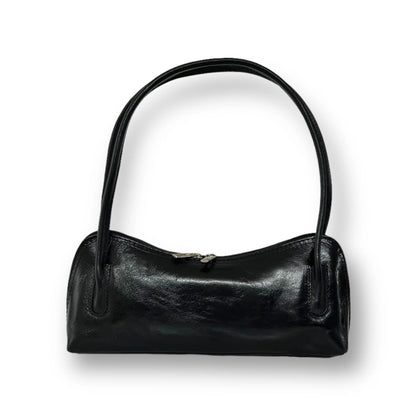 Vegetable-Tanned Tamponed Calfskin Slim Shoulder Bag With Fixed Leather Handle