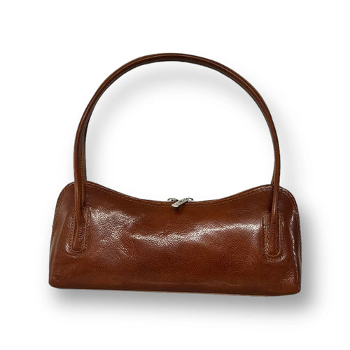 Vegetable-Tanned Tamponed Calfskin Slim Shoulder Bag With Fixed Leather Handle